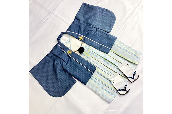 男の子用 ベビー着物 羽織袴セット（グレー）
