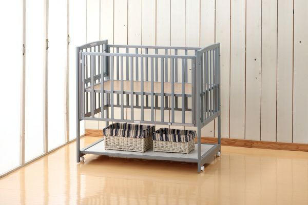 ハイタイプベッド ツーオープン【グレー】収納棚付2